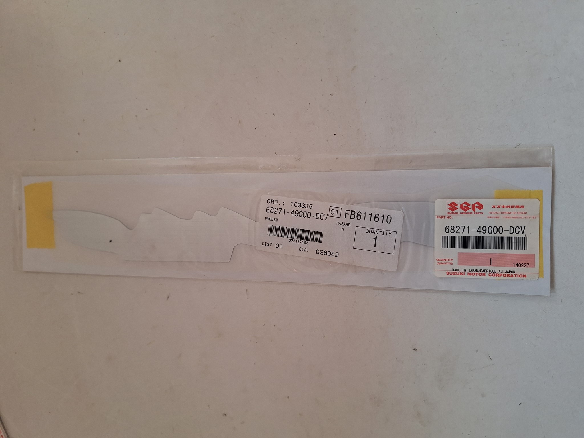 Picture of SUZUKI  AUFKLEBER  68271-49G00-DCV